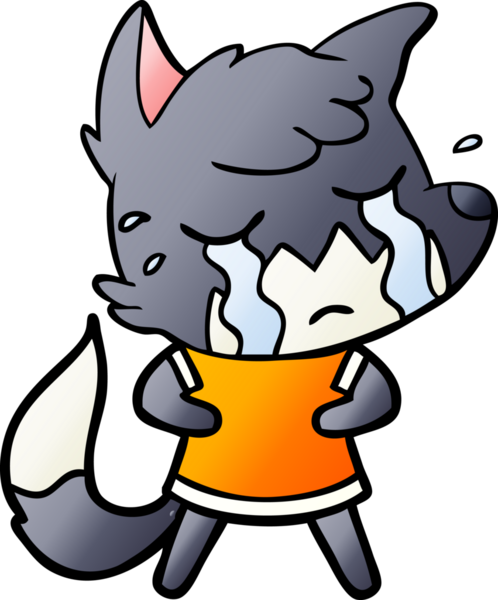 Bir insan tarafından çizilmiş ağlayan tilki çizgi filmi.