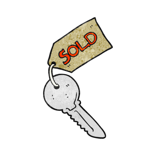 Bir insan tarafından çizilmiş yeni ev anahtarı el yapımı karikatür.