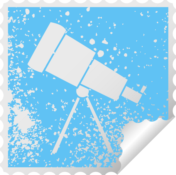 Bir insan tarafından çizilmiş teleskopun kare soyma etiketi.