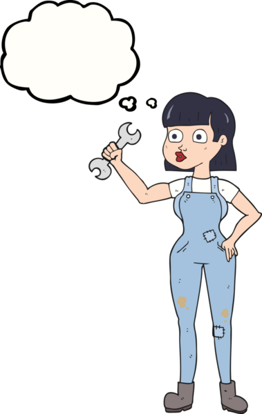 Bir insan tarafından çizilmiş serbest çizim balon karikatür mekanik kadın