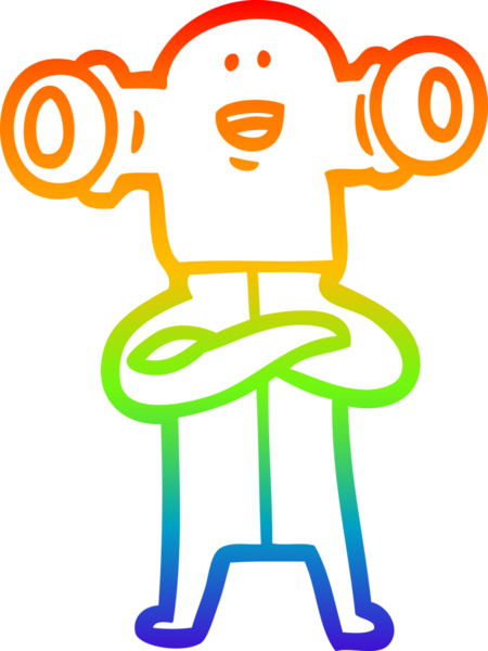 Gökkuşağı gradyan çizgisi, bir insan tarafından çizilmiş dost bir uzaylı çizgi filmi.