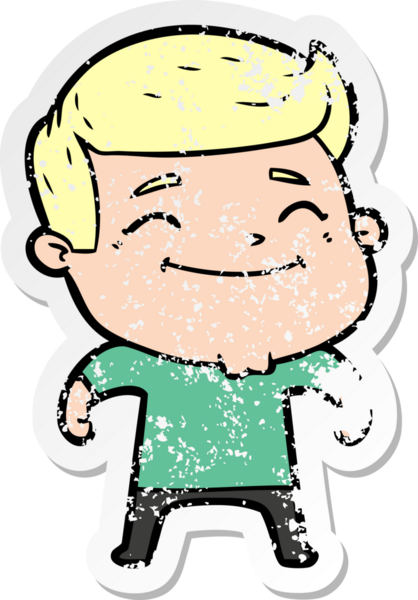 Bir insan tarafından çizilmiş mutlu bir çizgi film karakterinin sıkıntılı çıkartması.