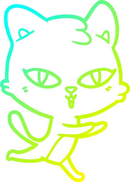 Bir insan tarafından çizilen çizgi film kedisinin soğuk gradyan çizgisi.