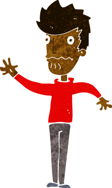 Çizgi film endişeli bir adam bir insan tarafından çizilmiş