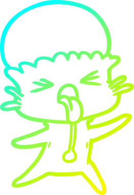 Bir insan tarafından çizilmiş garip bir çizgi film uzaylısının soğuk gradyan çizimi