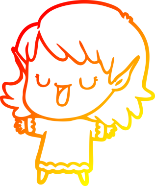 Bir insan tarafından çizilmiş çizgi film karakteri bir elf kızı çizimi