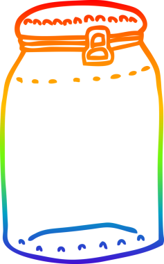 gökkuşağı gradyan çizgi çizimi bir insan tarafından çizilmiş cam bir kavanoz