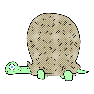 Bir insan tarafından çizilmiş serbest karikatür kaplumbağası.