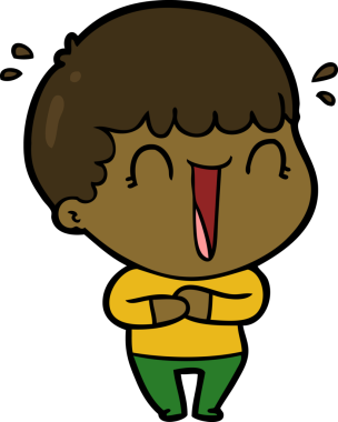 Bir insan tarafından çizilmiş gülen karikatür adam.