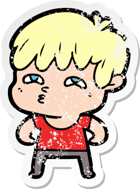 Bir insan tarafından çizilmiş garip bir adamın sıkıntılı çıkartması.