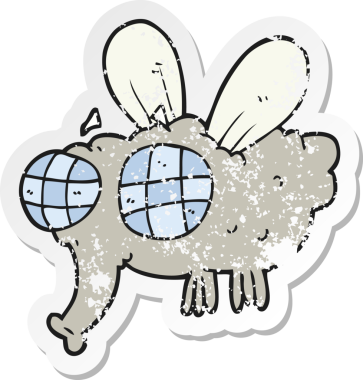 Bir insan tarafından çizilmiş karikatür sineğinin gerilimli çıkartması.