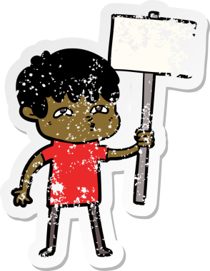 Bir insan tarafından çizilmiş garip bir adamın sıkıntılı çıkartması.