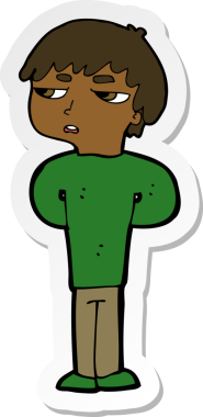 Bir insan tarafından çizilmiş anti sosyal bir çocuğun çıkartması.