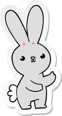 Bir insan tarafından çizilmiş şirin bir tavşanın çıkartması.