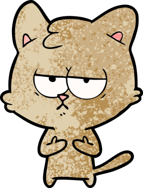 Bir insan tarafından çizilmiş sıkıcı çizgi film kedisi.