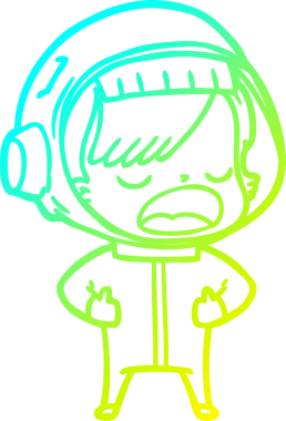 Bir insan tarafından çizilmiş bir karikatür astronot kadın çizimi.