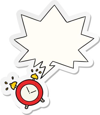 bir insan tarafından çizilmiş konuşma kabarcığı çıkartmalı karikatür çalar saat