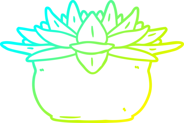 Bir insan tarafından çizilmiş sulu bir bitkinin soğuk gradyan çizimi