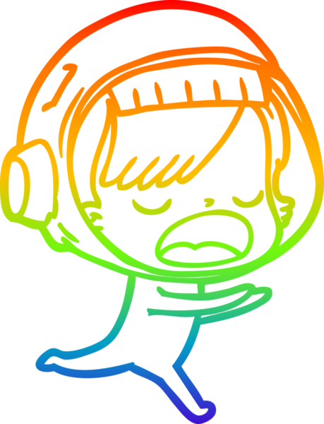 Gökkuşağı gradyan çizgi çizimi Bir insan tarafından çizilen astronot kadın çizgi