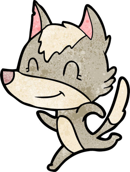 Bir insan tarafından çizilmiş dost canlısı çizgi film kurdu.