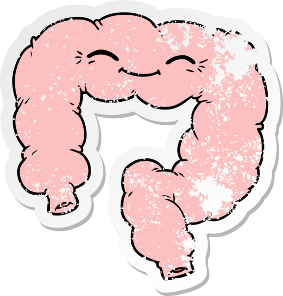 Bir insan tarafından çizilmiş mutlu kalın bağırsağın sıkıntılı çıkartması.