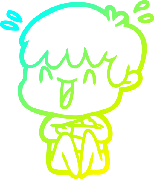 Bir insan tarafından çizilmiş gülen bir çizgi film karakteri çizimi.