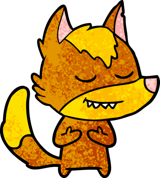 Bir insan tarafından çizilmiş tilki çizgi film karakteri