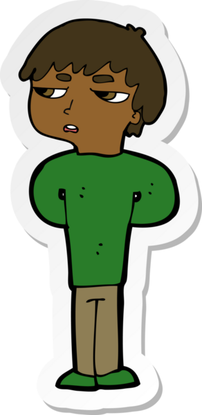 Bir insan tarafından çizilmiş anti sosyal bir çocuğun çıkartması.