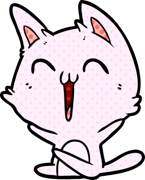 Mutlu çizgi film kedisi miyavlıyor bir insan tarafından