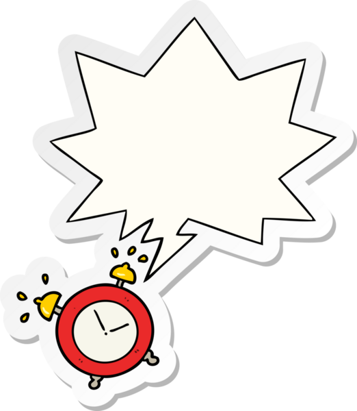 bir insan tarafından çizilmiş konuşma kabarcığı çıkartmalı karikatür çalar saat