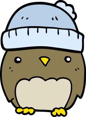 Bir insan tarafından çizilmiş şapkalı sevimli baykuş.