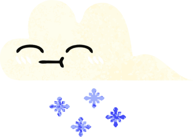 Bir insan tarafından çizilmiş bir kar bulutunun retro çizim tarzı karikatürü