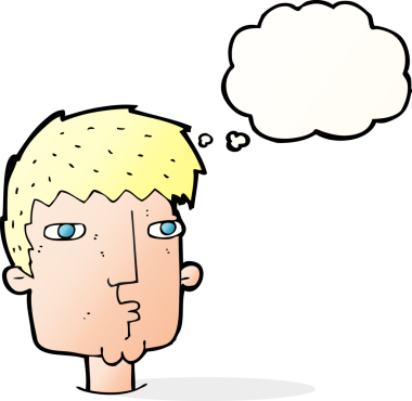 Bir insan tarafından çizilmiş düşünce baloncuğu olan meraklı bir adam.