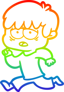 gökkuşağı gradyan çizgi çizimi bir insan tarafından çizilmiş bitkin bir çocuk