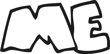 Bir insan tarafından çizilmiş siyah beyaz çizgi film ME sembolü