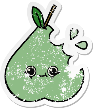 Bir insan tarafından çizilmiş şirin bir armutun sıkıntılı çıkartması.