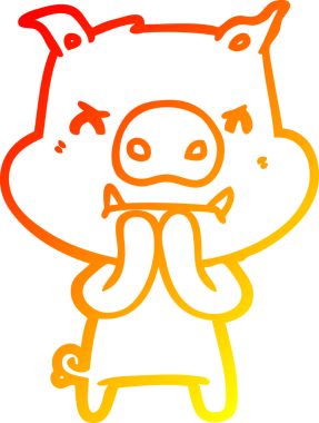 Bir insan tarafından çizilmiş kızgın çizgi film domuzu çizimi.