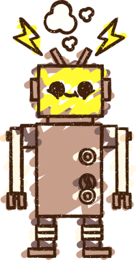 Bir insan tarafından çizilen robot tebeşiri.