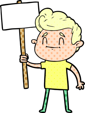 Bir insan tarafından çizilmiş mutlu çizgi film adamı.