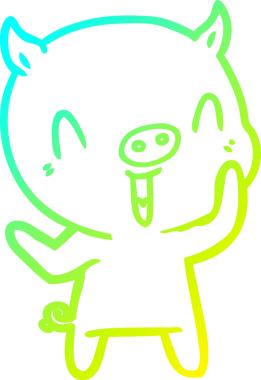 Bir insan tarafından çizilmiş mutlu çizgi film domuzu çizimi.