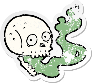 Bir insan tarafından çizilmiş perili bir karikatür çıkartması.