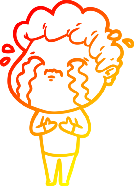 Bir insan tarafından çizilmiş ağlayan bir çizgi film karakteri çizimi.