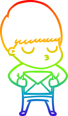 Gökkuşağı gradyan çizgi çizimi bir insan tarafından çizilmiş sakin bir çocuk