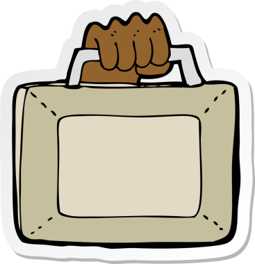 Bir insan tarafından çizilmiş bir evrak çantasının etiketi.