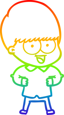 gökkuşağı gradyanı çizimi bir insan tarafından çizilmiş mutlu bir çizgi film çocuğu