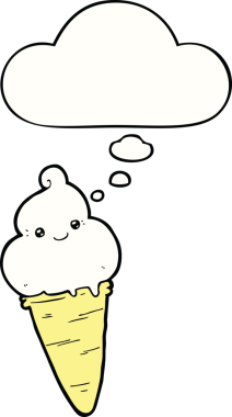 Bir insan tarafından çizilmiş düşünce balonlu karikatür dondurması.