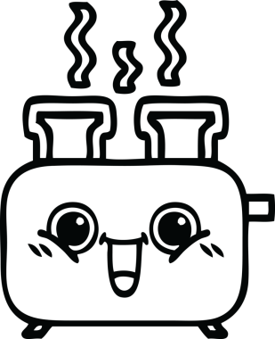 Bir insan tarafından çizilmiş bir tost makinesinin çizgi çizimi