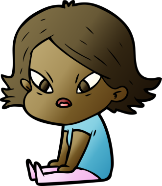 Çizgi film bir insan tarafından çizilmiş stresli kadın.