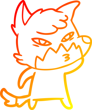 Bir insan tarafından çizilmiş akıllı bir tilkinin sıcak çizgi çizimi