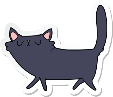 Bir insan tarafından çizilmiş karikatür kara kedisinin çıkartması.